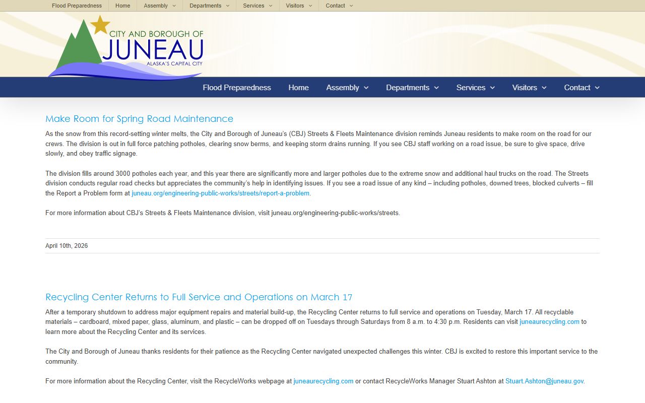 Juneau people search public works department