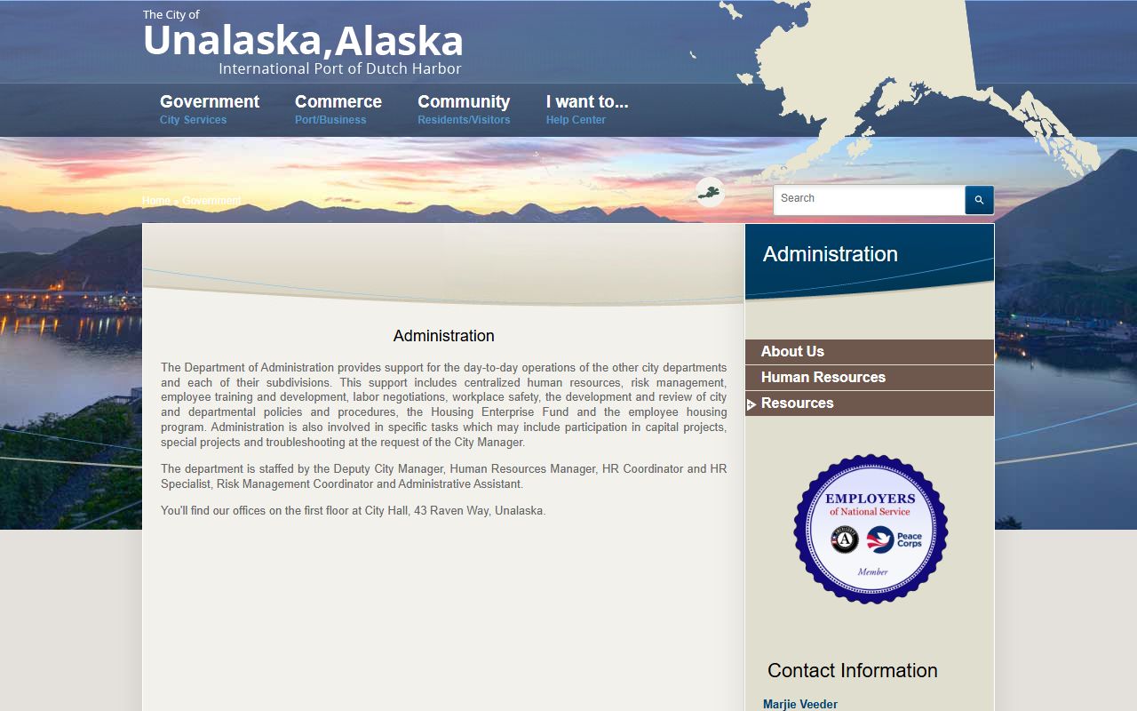 Unalaska people search city administration page