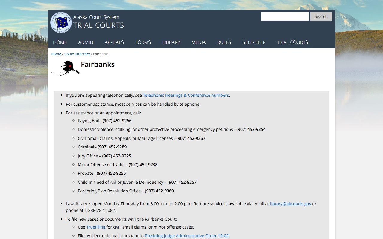 Fairbanks North Star Borough people search Superior and District Courts