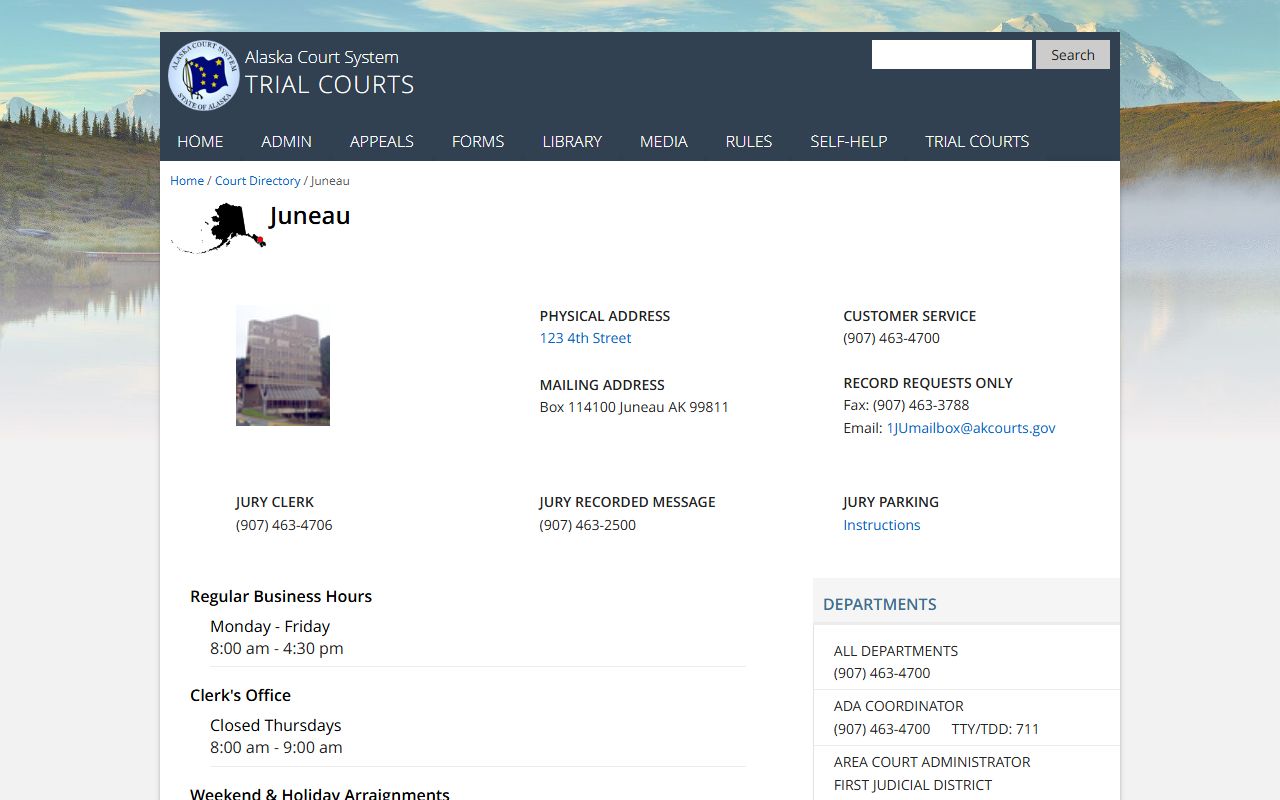Juneau people search superior and district court directory
