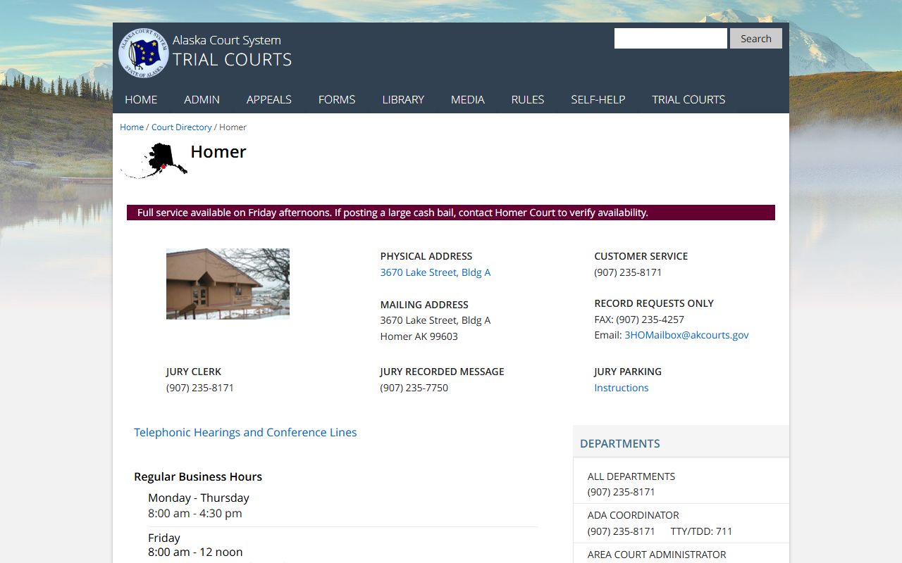 Kenai Peninsula people search Homer District Court directory