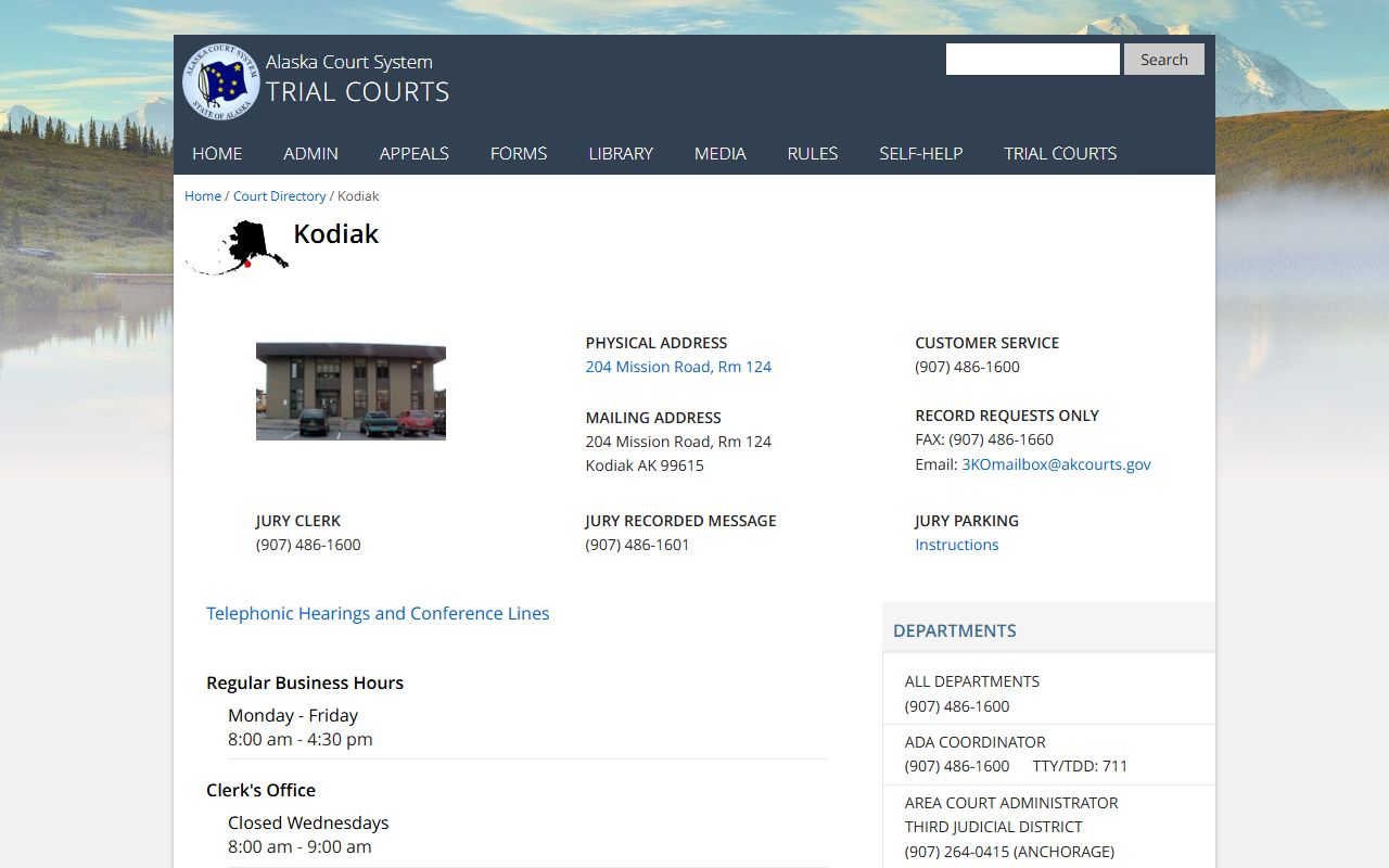 Kodiak Island people search superior and district court directory