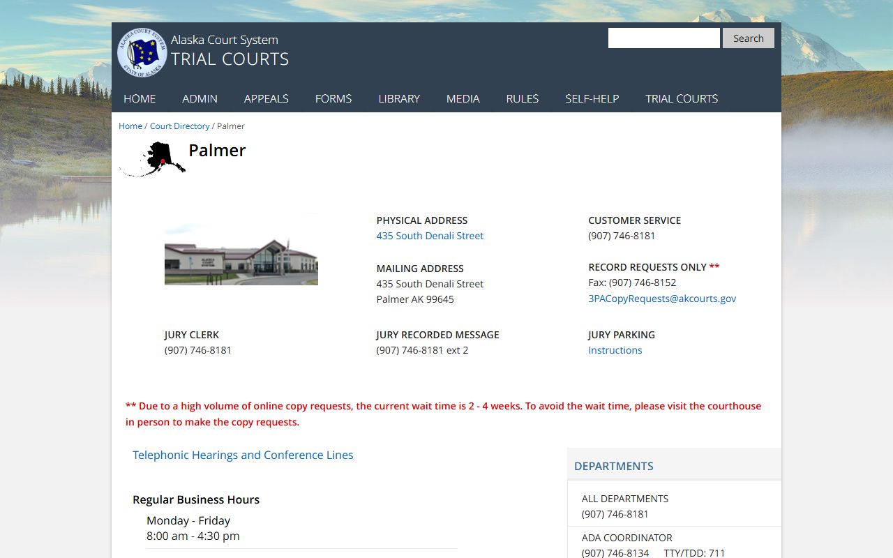 Palmer Superior and District Courts people search portal
