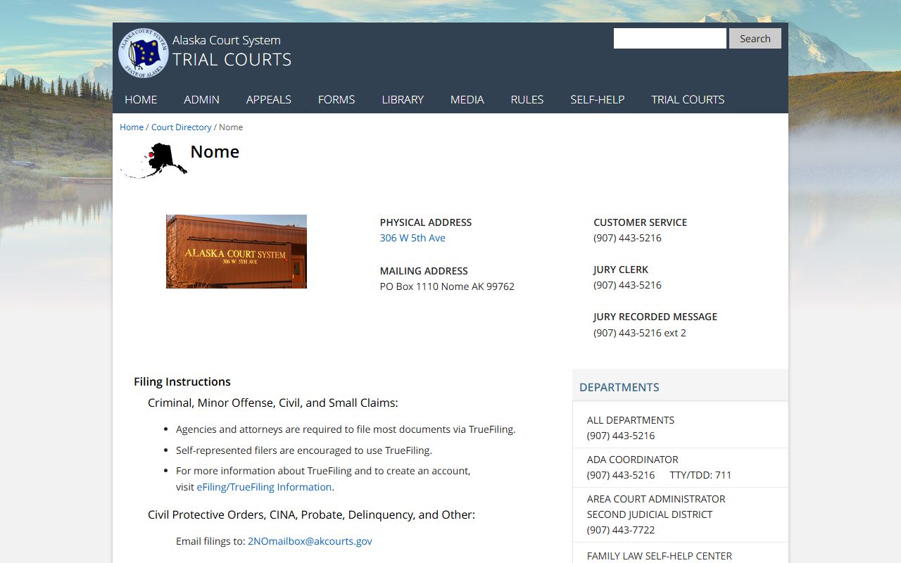 Nome Superior and District Courts people search portal
