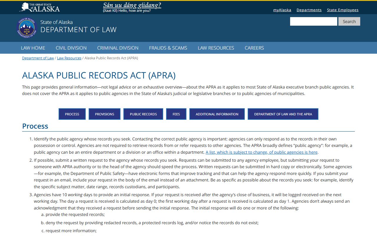 Alaska people search public records act information
