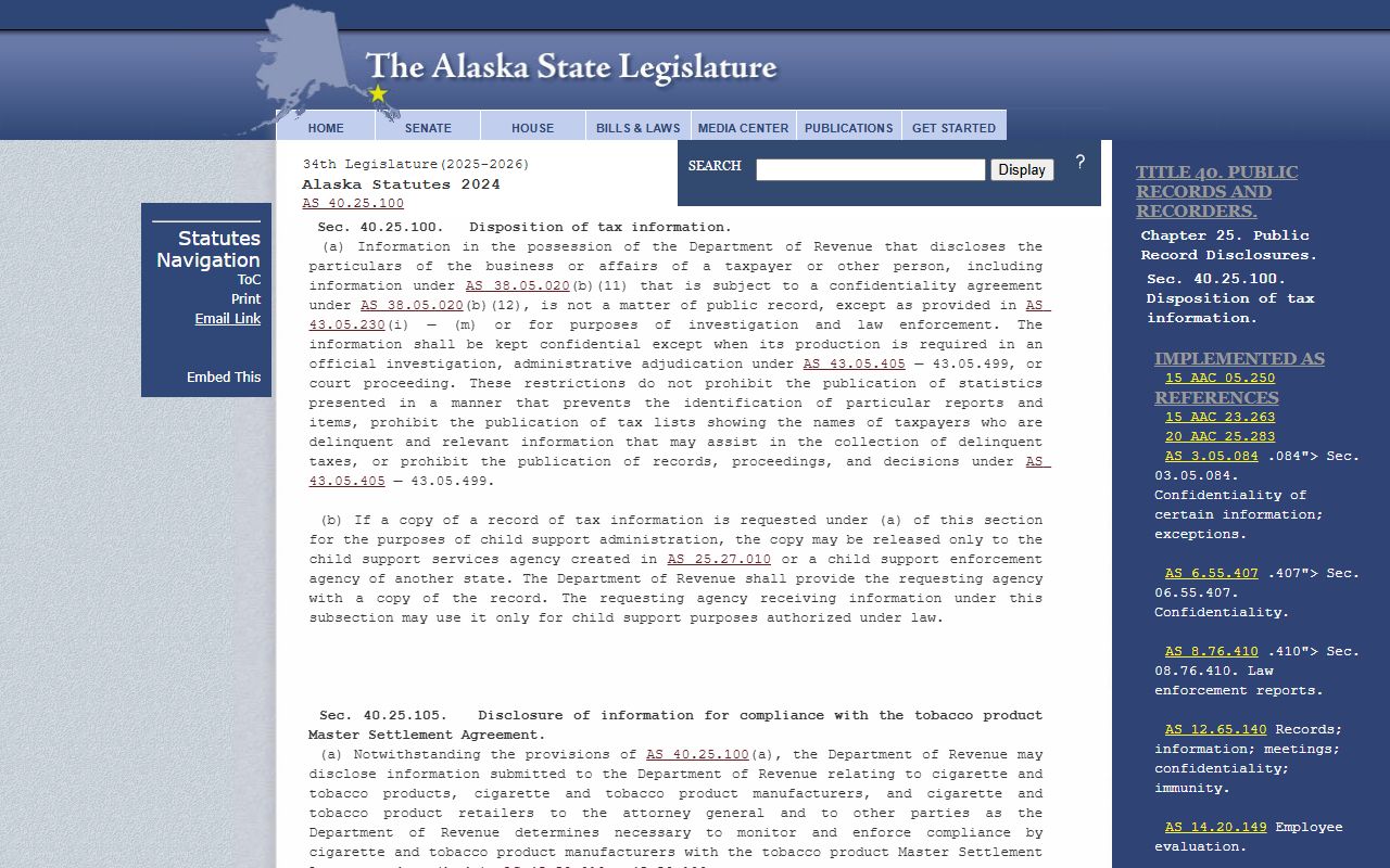 Alaska people search statutes online