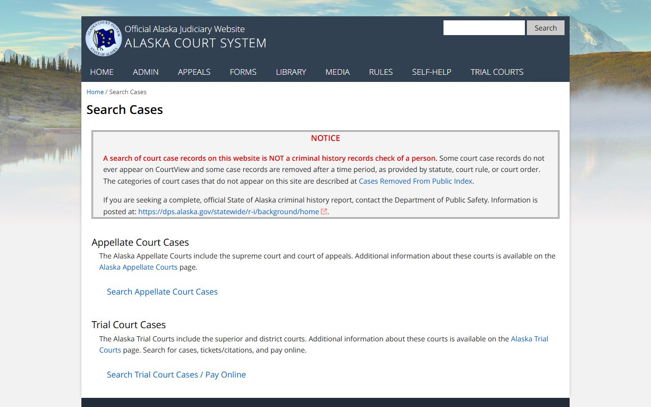 Alaska people search CourtView case search portal
