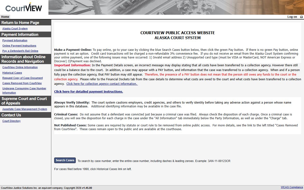 Alaska people search E-Access court records system