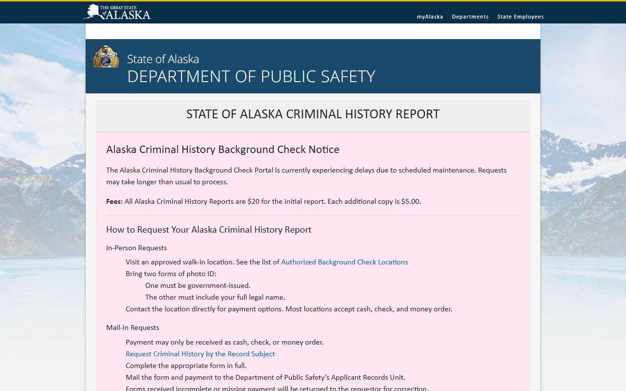 Alaska people search online background check request