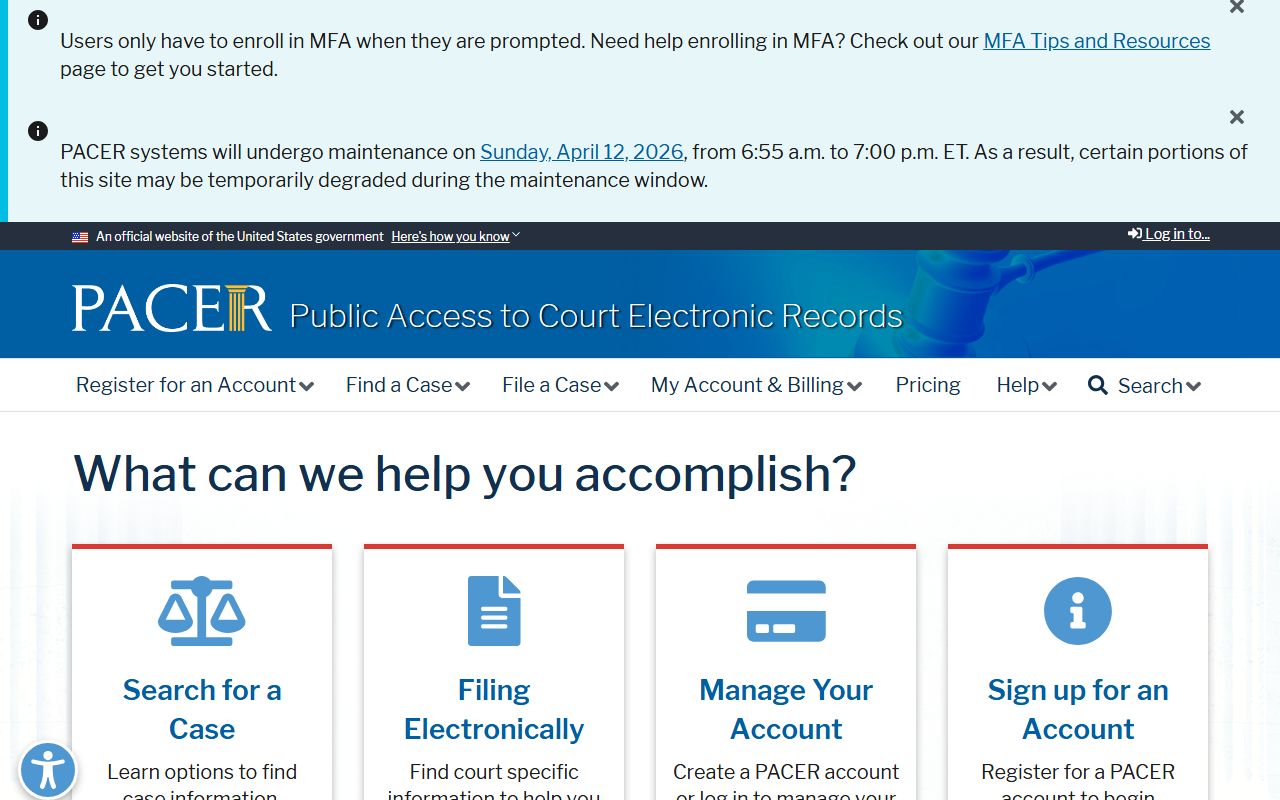 Alaska people search PACER federal court records