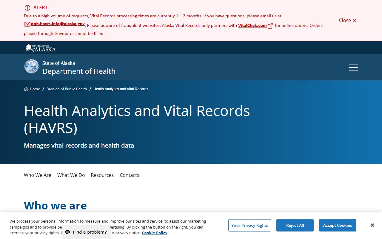Alaska people search vital records health analytics